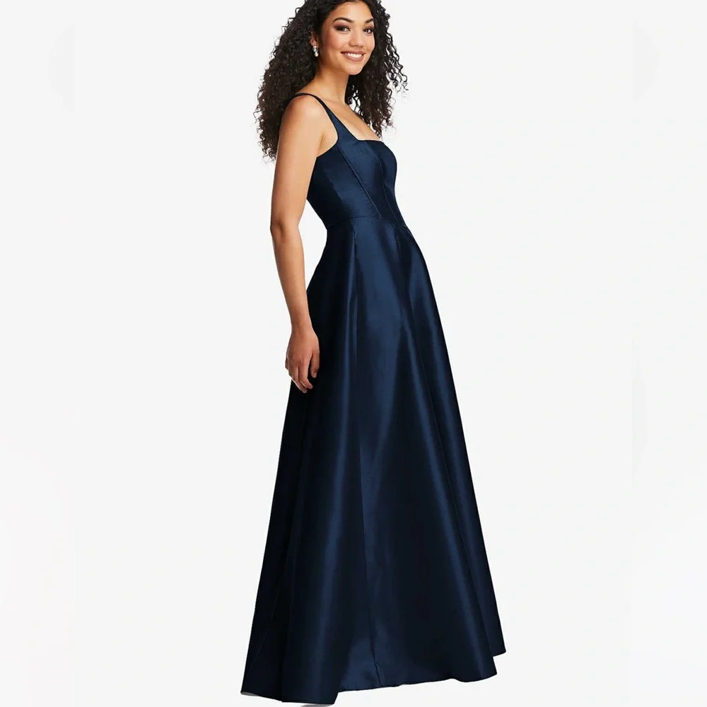 Alfred Sung Boned corset closed-back satin gown - Picture 3 of 3